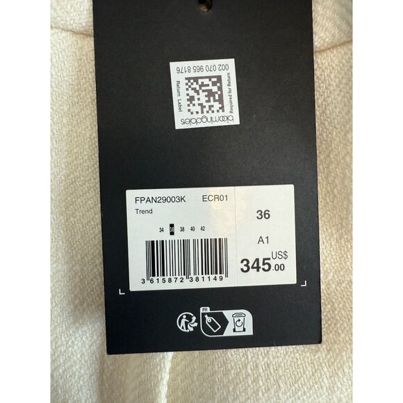 NWT The Kooples Womens High-Waist Flared‎ Suit Trousers Wool Ecru - Picture 13 of 16